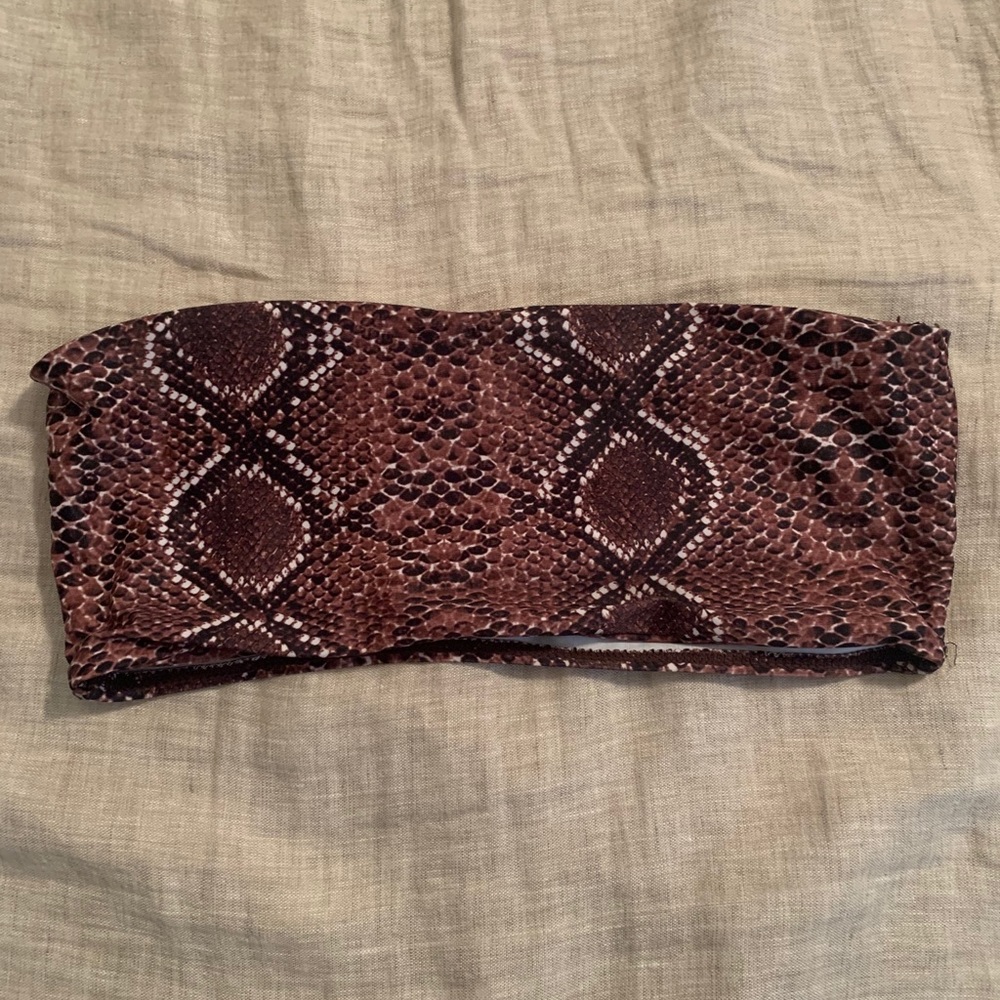 Snake print bikini tube top